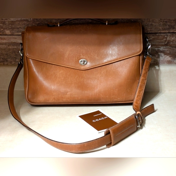 Coach Handbags - SOLD Vintage Coach 6457 British Tan Leather Messenger Bag (XL)